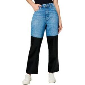Blankly NYC Baxter Ribcage Straight Leg Jeans Faux Leather Paneling NWOT Sz 25